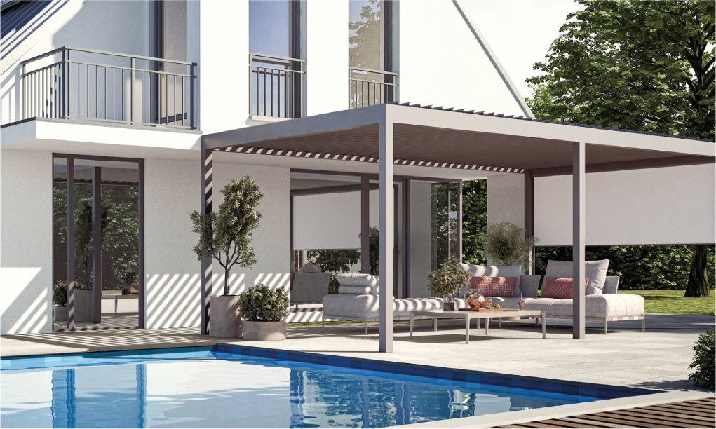 Bioklimatická pergola Libertas u bazénu